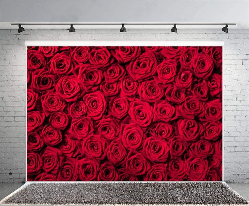 Laeacco 10x8ft Red Rose Backdrop Flowers Rose Wall Background Valentines Day Backdrop Wedding Photo Booth Girls Birthday Decoration Bridal Shower Party Banner Lovers Portraits Video Props Wallpaper - Image 5
